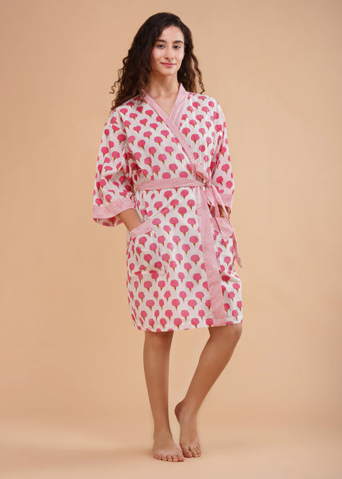 Women's Short Dressing Gown Genda Pink